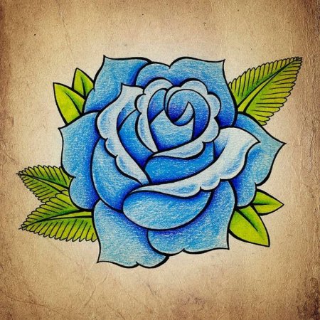 Тату голубая роза