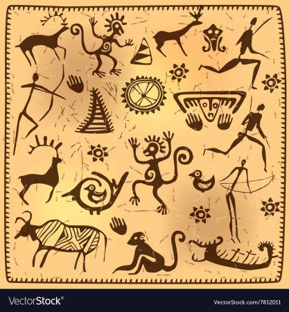 Алтайские петроглифы шаман вектор