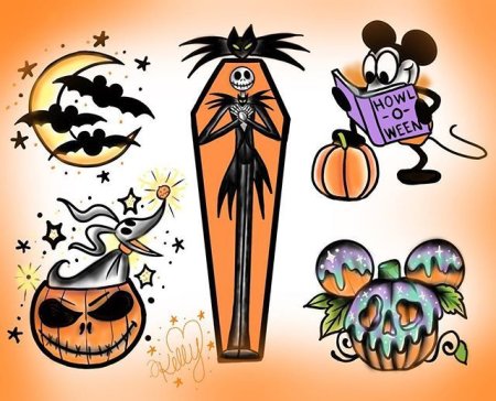 Тату Хэллоуин эскизы