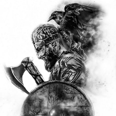 Тату воин реализм Скандинавия