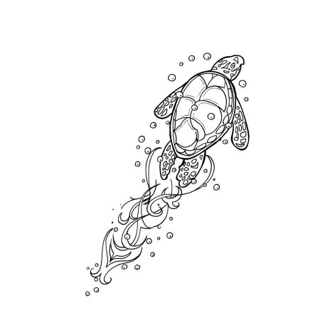 Черепаха тату чб