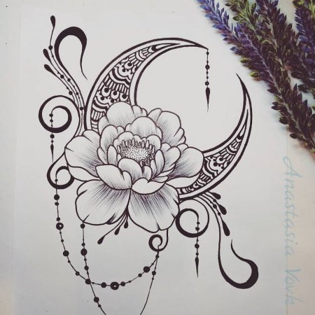 Лунница с лотосом эскиз