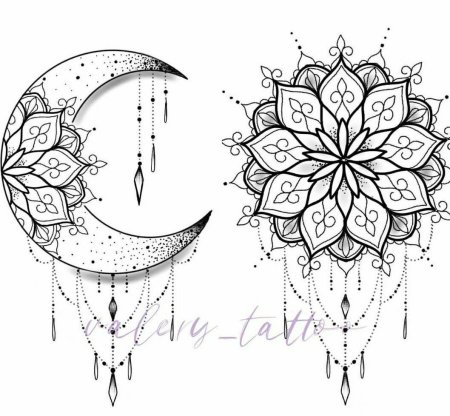 Лотос Лунница Мандала тату
