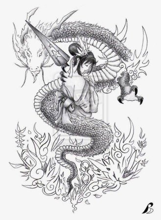 Японский Самурай рисунок