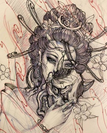 Японский воин Самурай тату