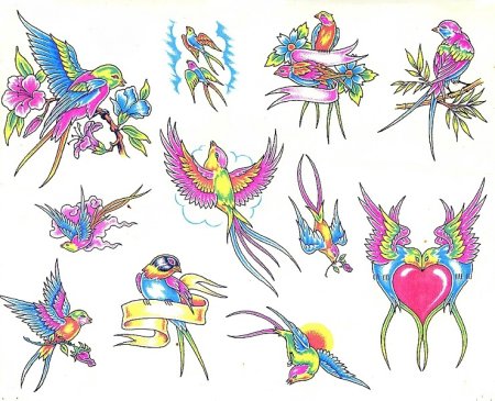 Тату эскизы маленькие цветные