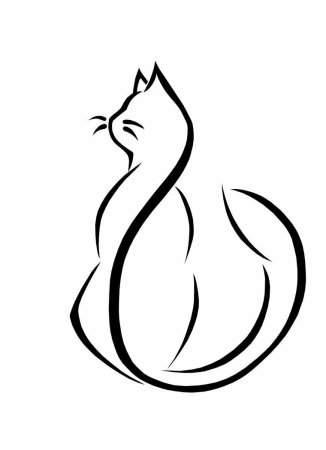 Тату очертание кошки