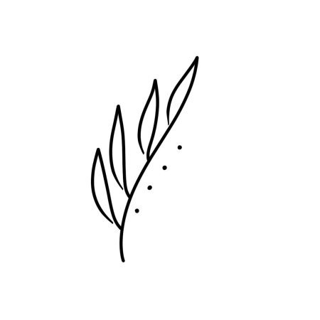 Эскиз тату веточка с листьями