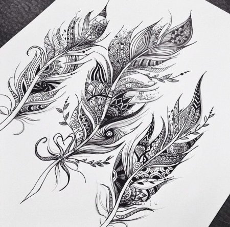 Эскизы татуировок перо