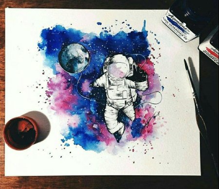 Акварельный скетч космос