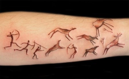 Тату в виде наскальной живописи