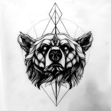 Лайнворк тату эскизы медведь