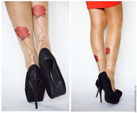 Капроновые колготки с эффектом тату