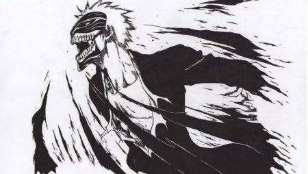 Ичиго Куросаки арт чб