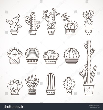 Кактус тату черно белый