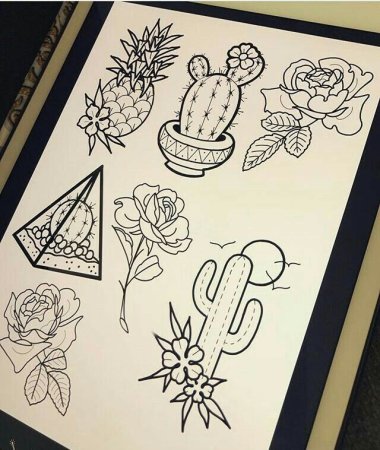 Тату Кактус эскизы