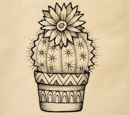 Тату Кактус и шарик