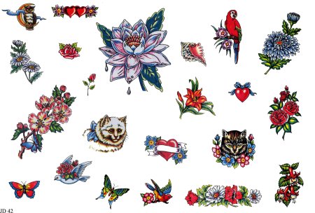 Эскизы маленьких цветных татуировок