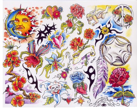 Тату эскизы разноцветные