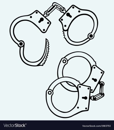 Пистолет с наручниками вектор