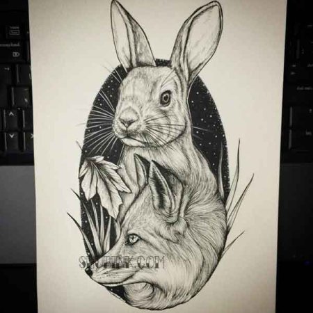 Тату заяц эскиз
