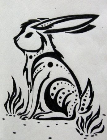 Тату кролик черно белый