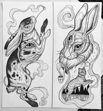 Кролик тату эскиз