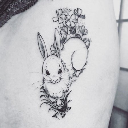 Тату мини кролик эскиз