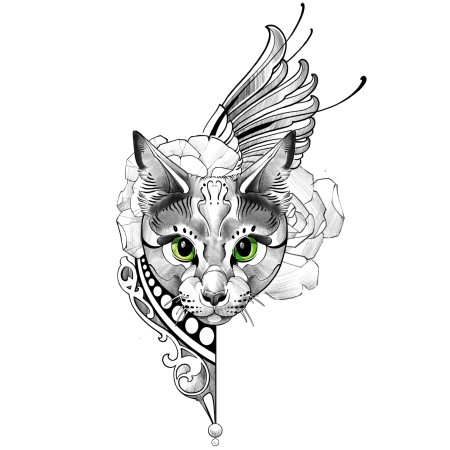 Богиня Бастет эскизы тату