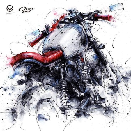 Тату акварель мотоцикл