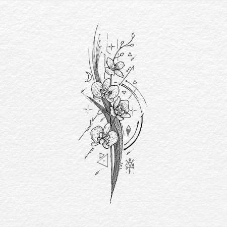 Эскиз цветов для тату Минимализм