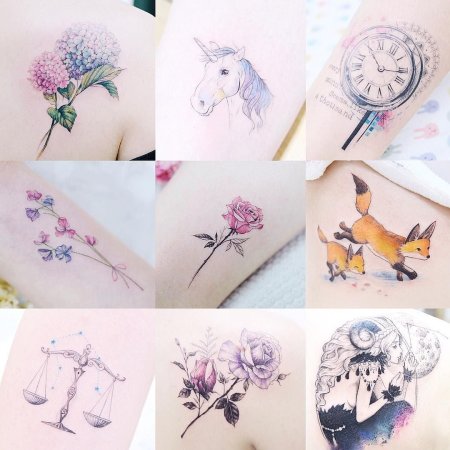 Маленькие тату в стиле акварель