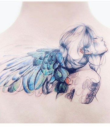 Тату ангел акварель