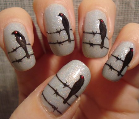 Маникюр колючая проволока на ногтях