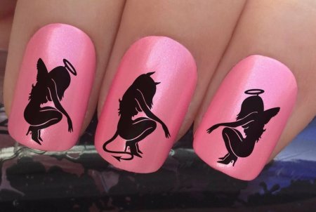 Маникюр с силуэтом девушки
