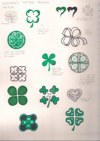 Тату Клевер четырехлистный эскизы