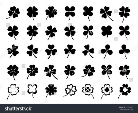 Эскизы тату Клевер четырехлистный черный