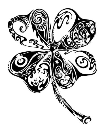 Тату Клевер четырехлистный эскизы