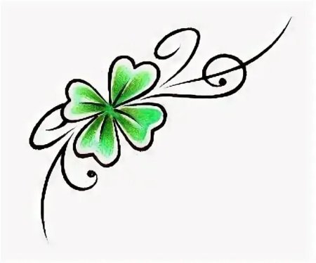 Тату Клевер четырехлистный эскизы