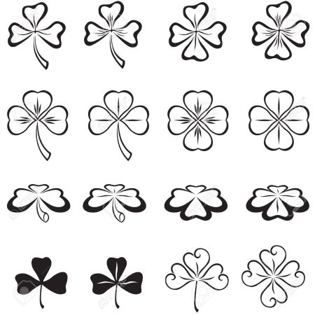 Тату Клевер четырехлистный эскизы