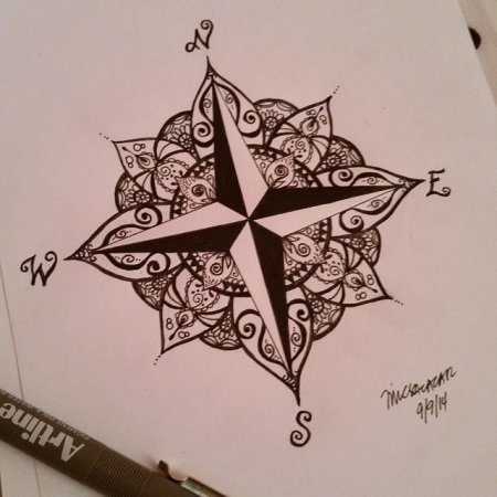 Тату Мандала компас