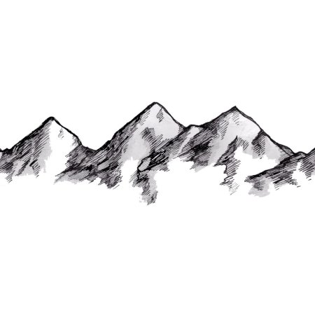 Горы рисунок чб