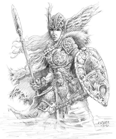 Тату эскизы Валькирия неотрадишинал