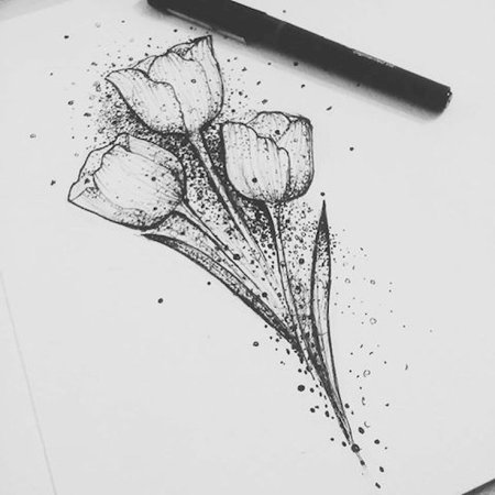 Тюльпан эскиз тату