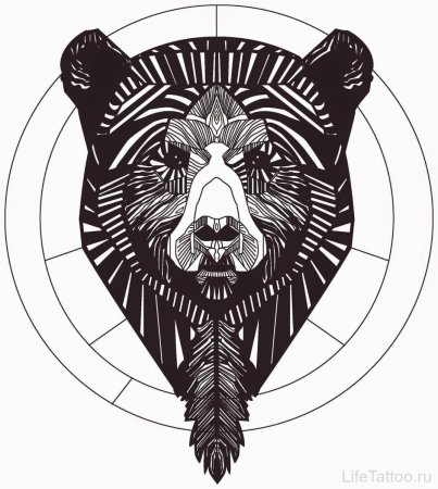 Эскиз тату медведь блэкворк