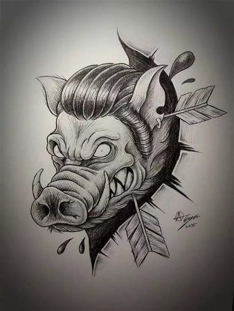 Секач кабан тату