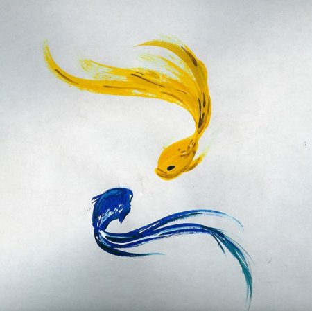 Тату две рыбы цветная