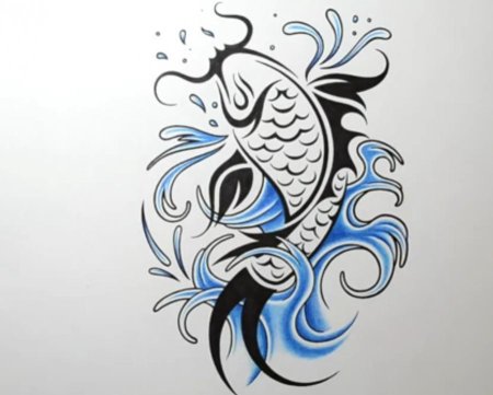 Ручкой для срисовки тату рыбы