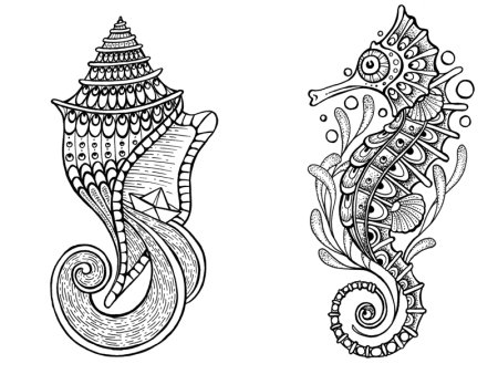 Каллиграфические узоры морской конек