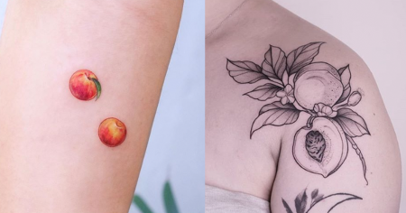 Персик тату эскиз